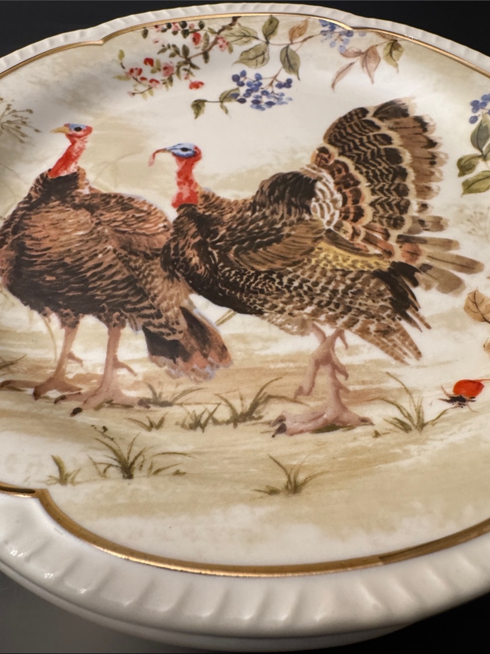 NWOT 4pc Potter's Studio Scalloped Stoneware  Turkey Salad Plates - 8.25" - Picture 2 of 10